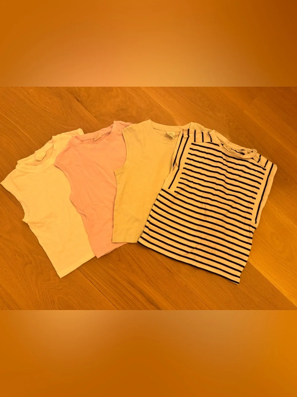 Zara Girls' Cotton Tank Top Set - White, Pink, Yellow & Navy Stripe size 8-9